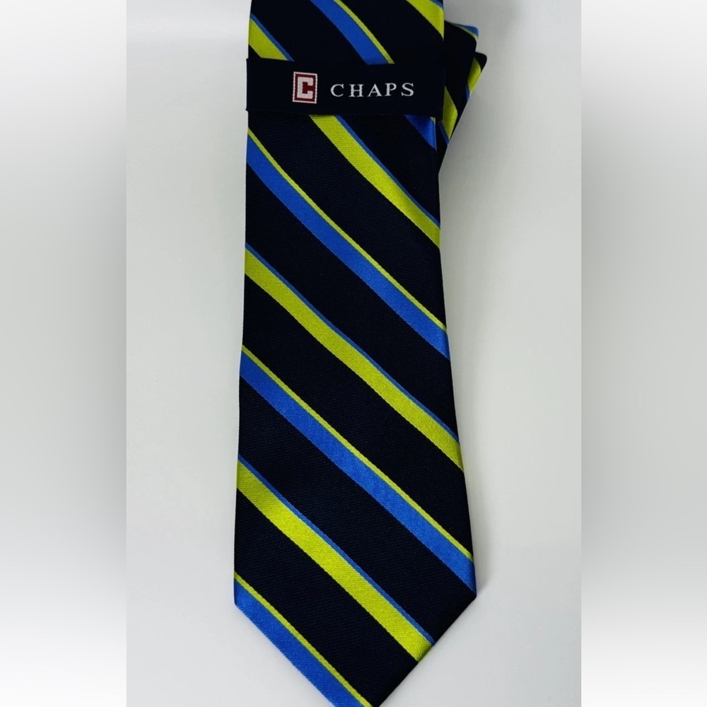 NEW NWT CHAPS RALPH LAUREN BLUE GREEN DIAGONAL STRIPED SILK TIE MENS 3.5 x 59